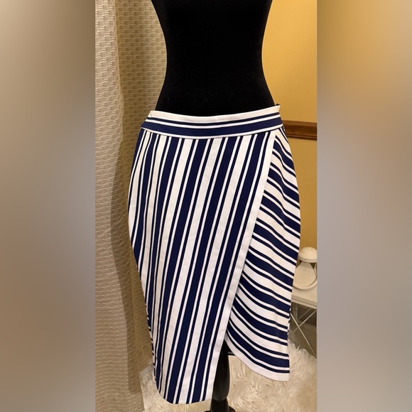 Express Dresses & Skirts - Express NWT Navy and White Striped Wrap Midi Skirt